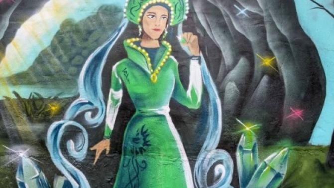 Учащиеся первоуральских школ №№5 и 2 подарили детскому саду №29 настоящую сказку, создав на его стенах граффити по мотивам произведений Павла Бажова